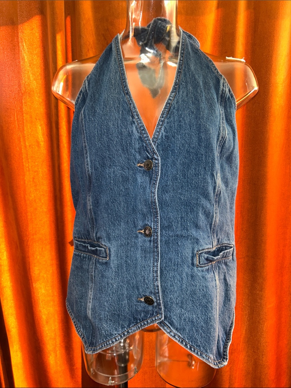 wild fable Denim Halter Vest - Dark Blue